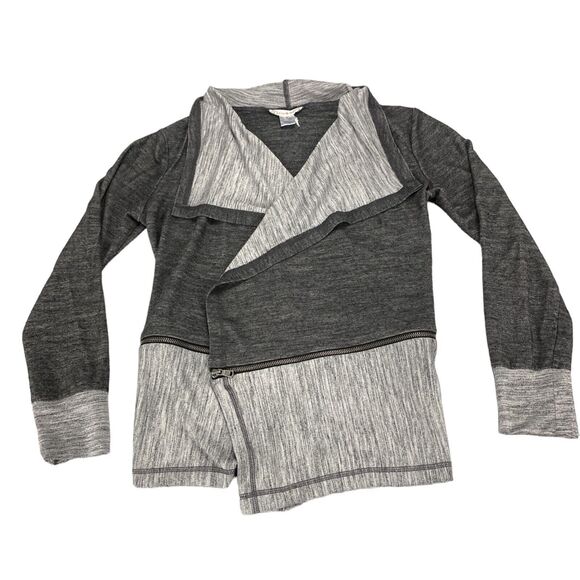 Peyton Jensen Cardigan Top Womens Medium Gray Black Long Sleeve Open Front USA - Picture 12 of 15
